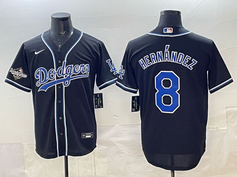 Men 2025 Nike Los Angeles Dodgers #8 Hernandez Black MLB Jersey style 006